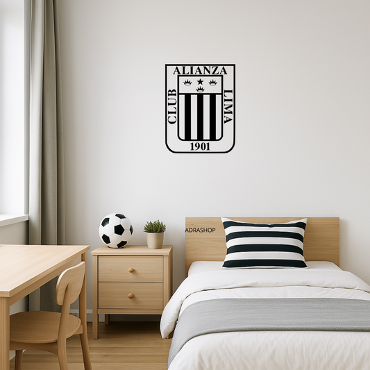 Cuadro de Alianza Lima en MDF con escudo blanquiazul