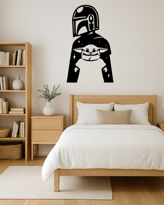 Cuadro en MDF de Star Wars con Darth Vader y Grogu (Baby Yoda)