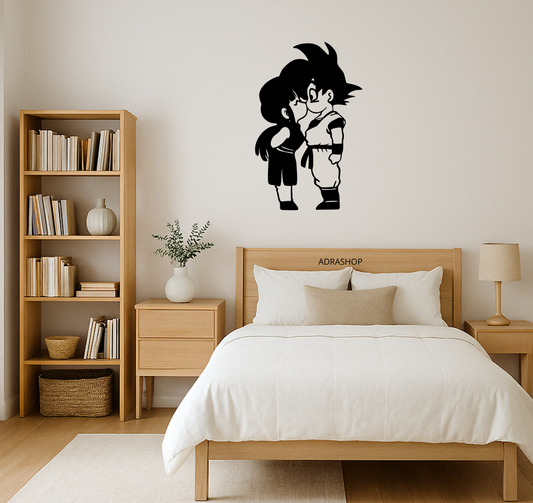 Cuadro decorativo de Goku y Milk de Dragon Ball Z, impreso en madera MDF para cuartos temáticos.
