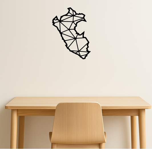 Cuadro decorativo del Mapa del Perú con detalles geográficos, impreso en madera MDF para espacios educativos o culturales.