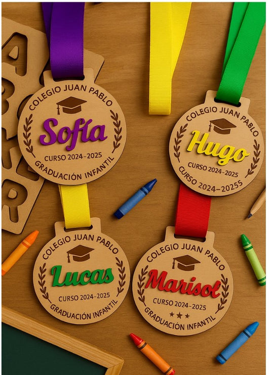 Medallas personalizadas de graduación infantil