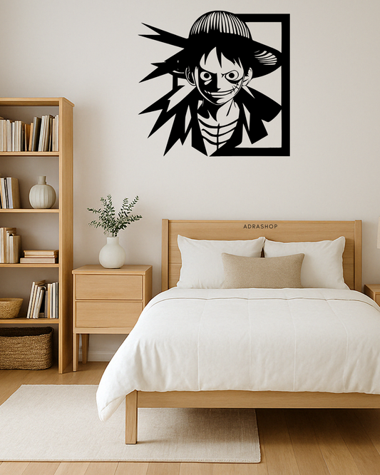 Cuadro de anime One Piece en madera MDF, diseño decorativo para fans.