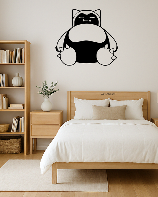Cuadro de Snorlax en madera MDF, arte decorativo estilo Pokémon