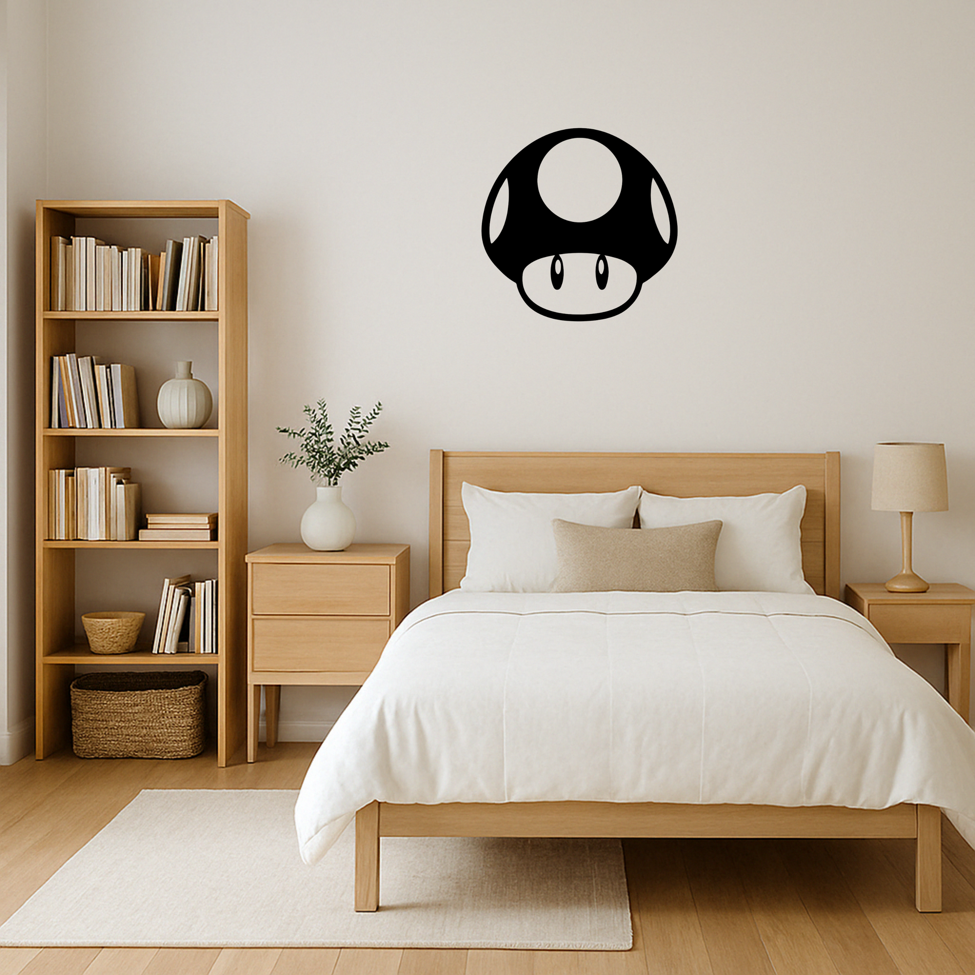 Cuadro decorativo del personaje Toad de Mario Bros, diseño en madera MDF para decoración gamer.